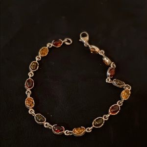 Vintage stamped Sterling Silver 925 Elegant Multi-Color Stone Bracelet